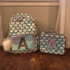Justice backpack with matching lunch box.